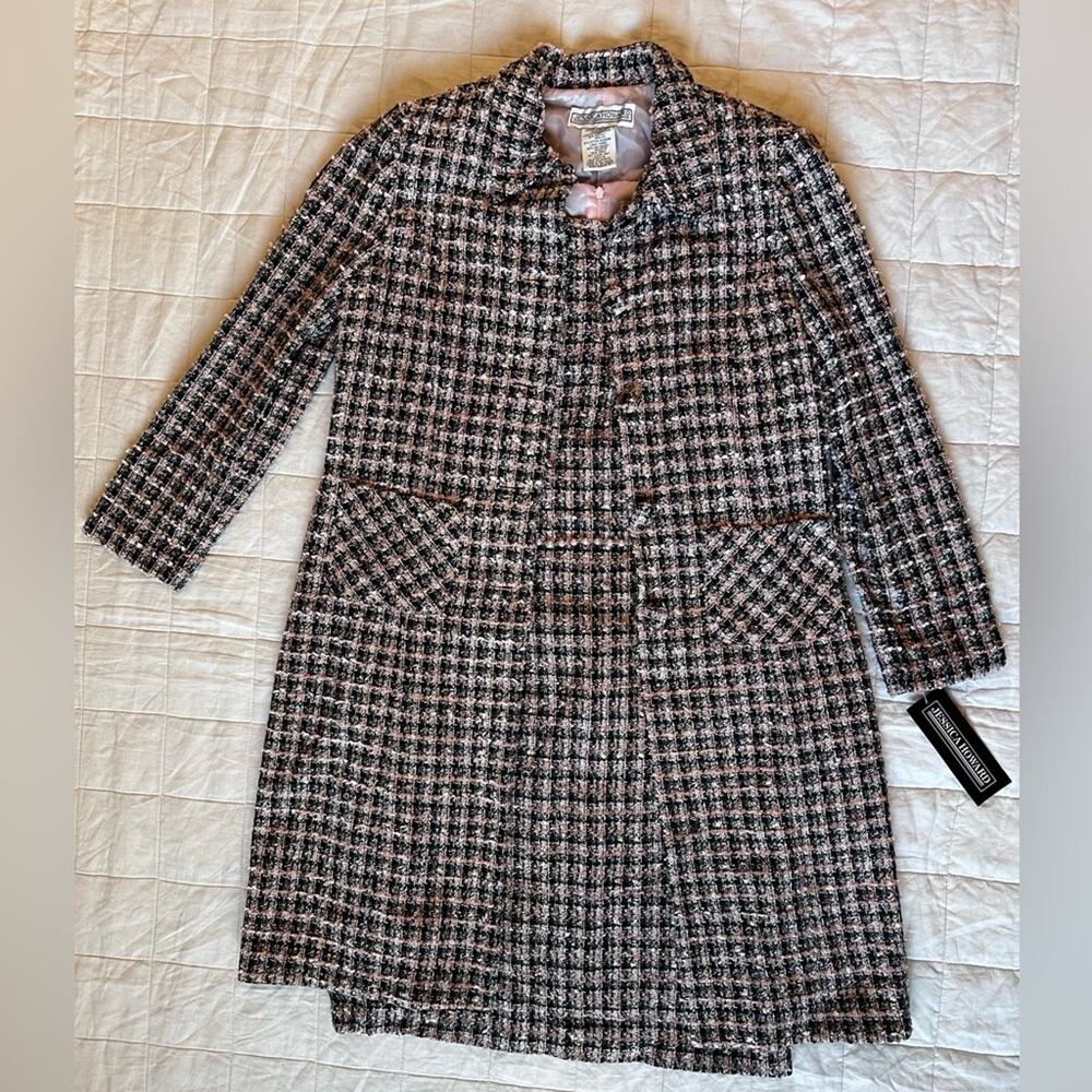 Vintage Black and White Tweed Midi Dress